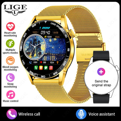 LIGE 2025 New Fashion Smart Watch Men HD Screen Sport Fitness Heart Rate Monitor Bluetooth Call IP68 Waterproof Smartwatch Women