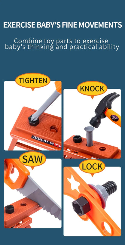 Children's Tool Set with Electric Toy Drill Kids Power Toy Pretend Play Tools Kit for Boys Girls Education Montessori Learning