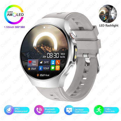 2025 New Outdoor Sports Smart Watch Men Riding Running Fitness IP68 Waterproof LED Lights Bluetooth Call Smartwatches