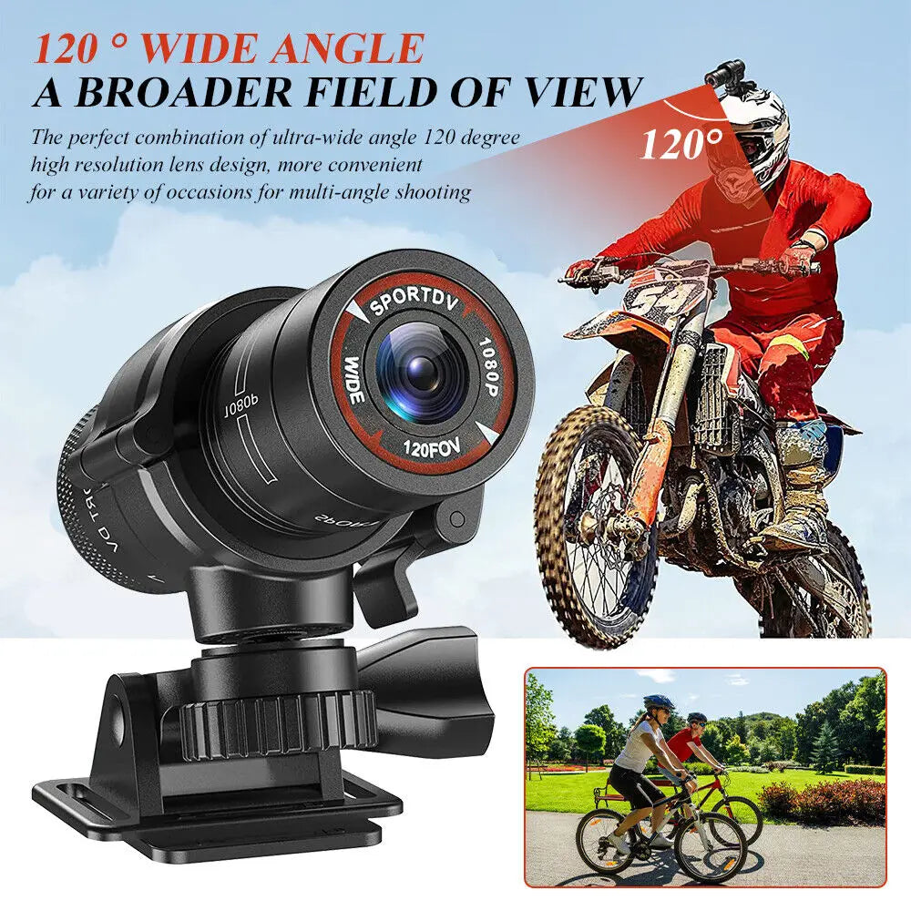 F9 Mini Sport DV Action Sports Camera Flashlight Helmet Full HD1080P Video Ideal for Bike Motorcycle Waterproof Camcorder