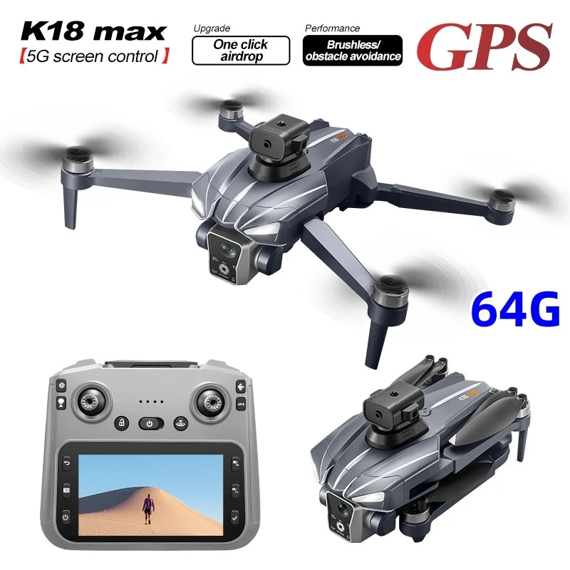 GPS MAX Drone with 8k professional HD camera 5G WiFi Brushless barrier avoidance Folding quadcopter