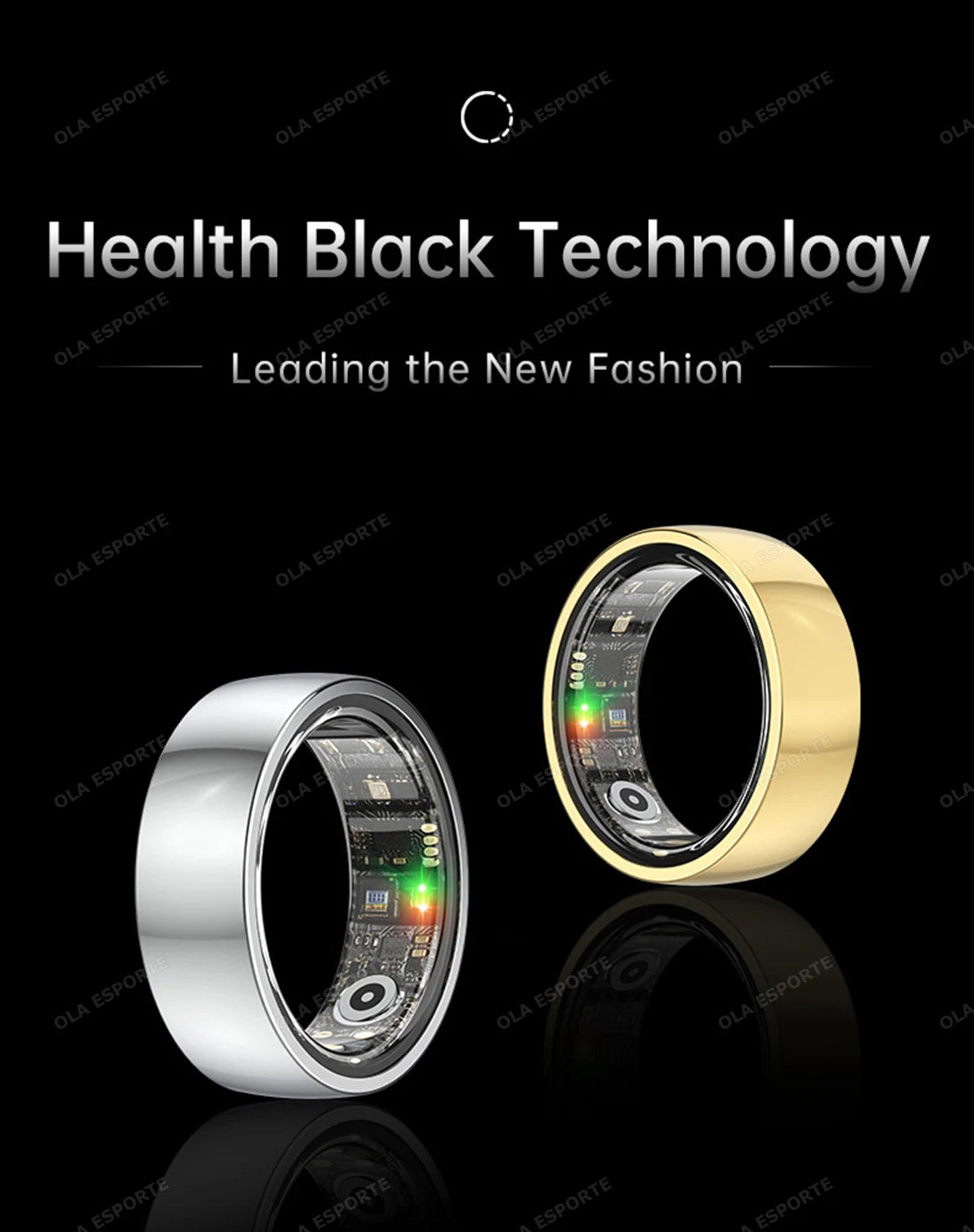 Smart Rings Steps Heart Rate Blood Oxygen Saturation Sleep Distance Calories IP68 Smart Ring Waterproof Multi-sport Mode Tracker
