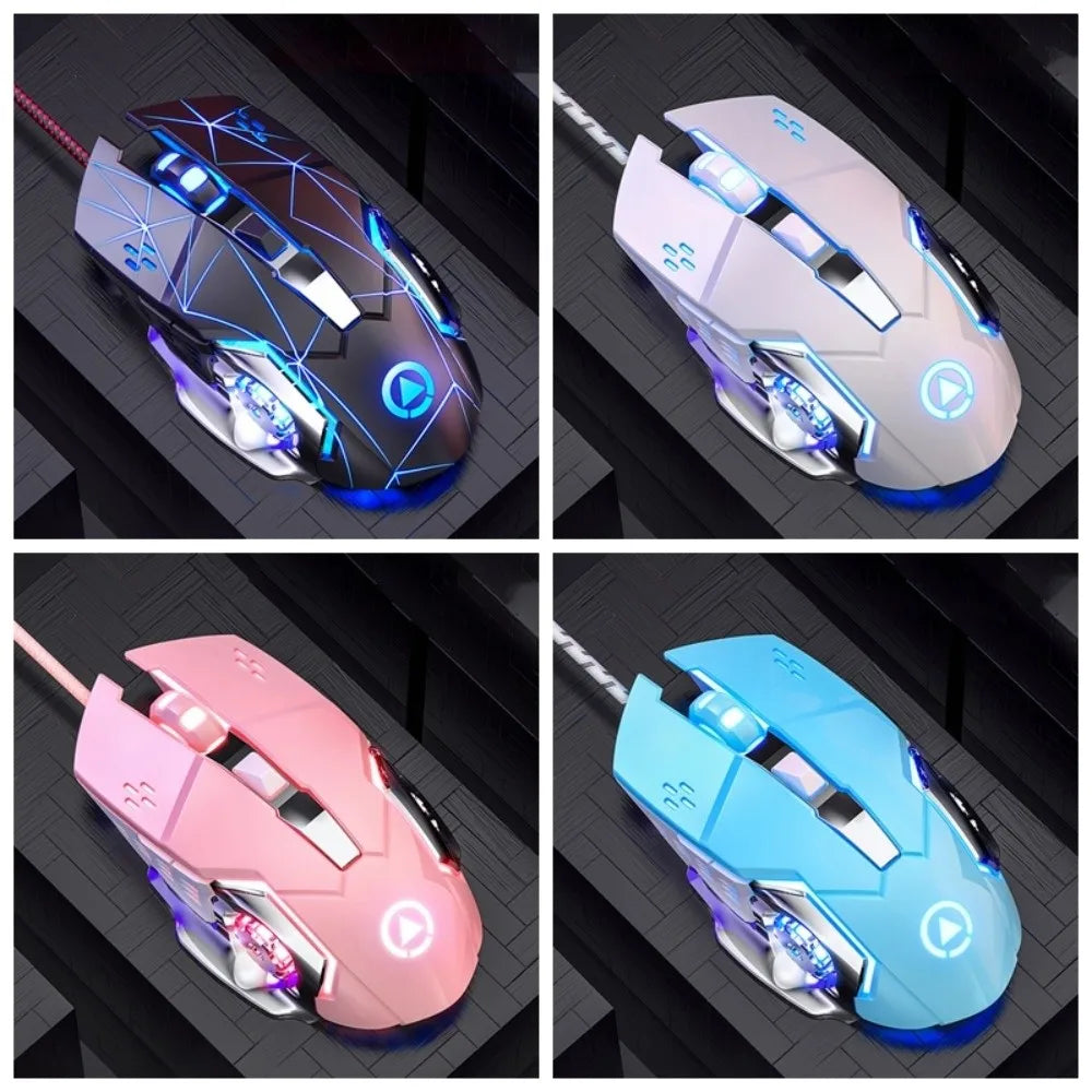 Fluent Colorful Light Wired Mouse 7-Color with Sound USB Mouse Cool Illuminated Mechanical Mouse PC Laptop