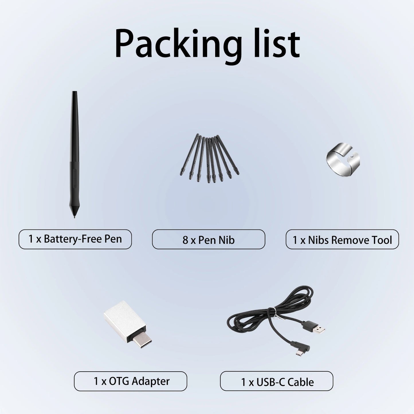 Graphics Drawing Tablet 7.6 x 5.6in Digital Art Tablet Supports 16384 Levels w/ 8 Hot Keys and Battery-free Pen Windows Android