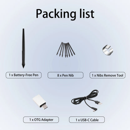 Graphics Drawing Tablet 7.6 x 5.6in Digital Art Tablet Supports 16384 Levels w/ 8 Hot Keys and Battery-free Pen Windows Android