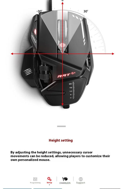 MeiJiaLion RAT6+ Wired Mechanical Gaming Mouse With Weight RGB Computer Esports Mouse Controller Black And White For Gamers