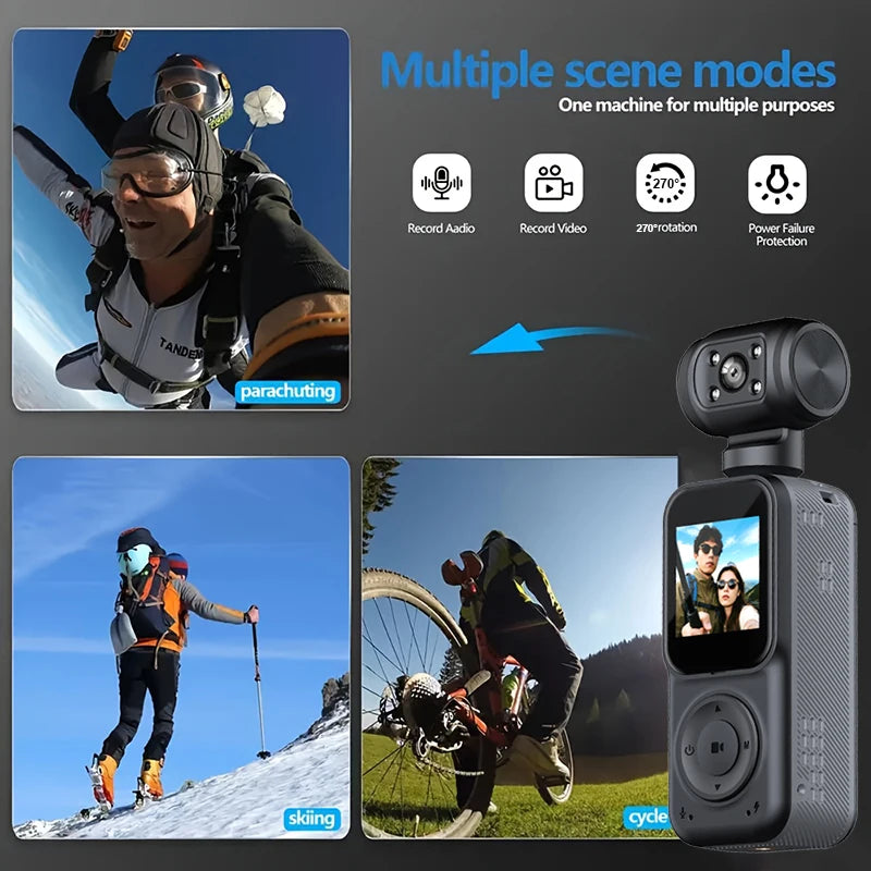 1440P QHD Display 2K Handheld Sports Pocket Camera 270° Rotatable WIFI Control Video Recorder WIFI Control Motion Camera