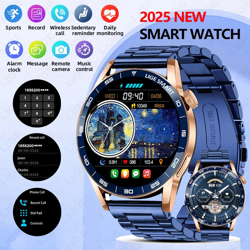 LIGE 2025 New Fashion Smart Watch Men HD Screen Sport Fitness Heart Rate Monitor Bluetooth Call IP68 Waterproof Smartwatch Women