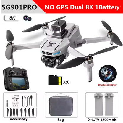 SG901MAX GPS Drone 8K Professional HD Dual Camera 5G WIFI With Screen 360°Obstacle Avoidance Brushless Foldable Quadcopter Drone