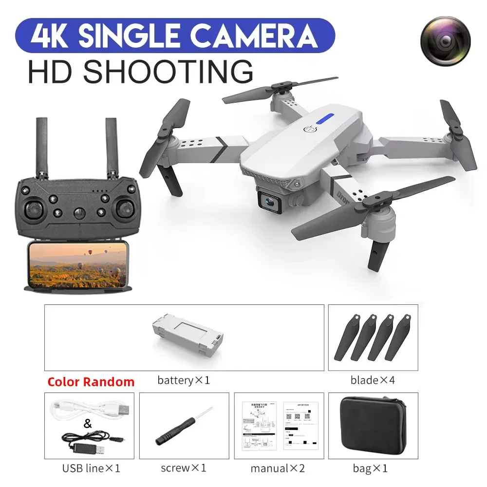 2025 New E88 Pro WIFI FPV Drone - 4K/1080P Dual Camera,Wide-Angle HD, Altitude Hold, Foldable Quadcopter, RC Helicopter Toy Gift