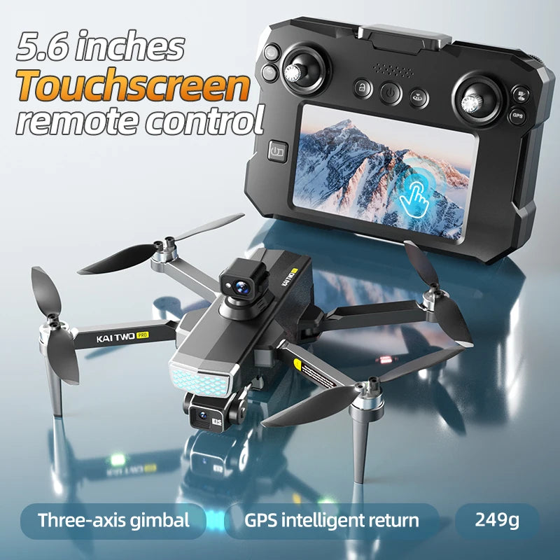 2025 KAITWO three-axis gimbal 5.6-inch touchscreen version with all-round laser obstacle avoidance, GPS optical flow positioning