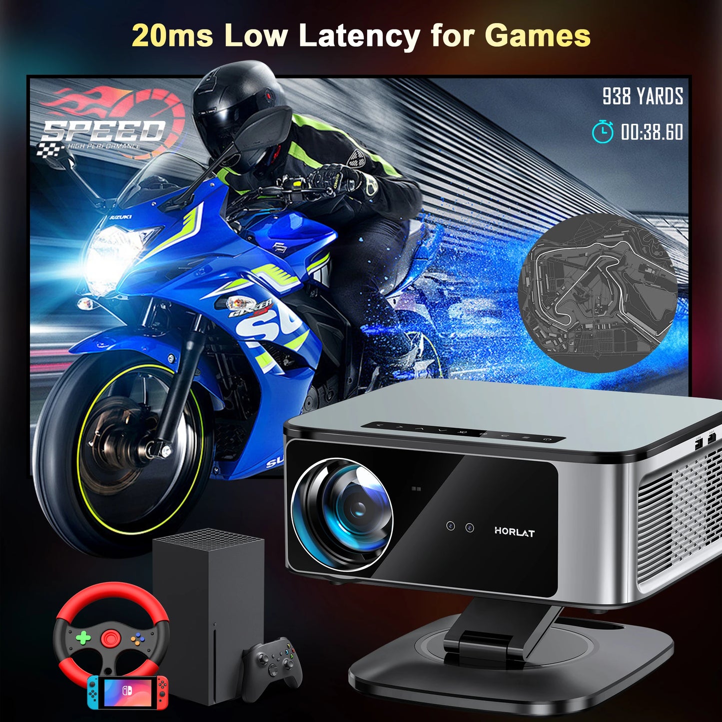 2025 Horlat 45000 Lumens 4K UHD Projector Laser TOF Focus Android 12 WiFi 1080P Full HD Home Theater Movie Projector for Netflix