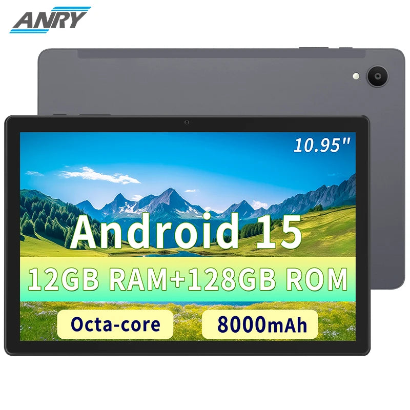 Android 15 Tablet with Keyboard, 12GB RAM (6+6), 128GB Storage, 1TB Expandable, 8000mAh Battery, 10.95 Inch 2-in-1 Tablets PC