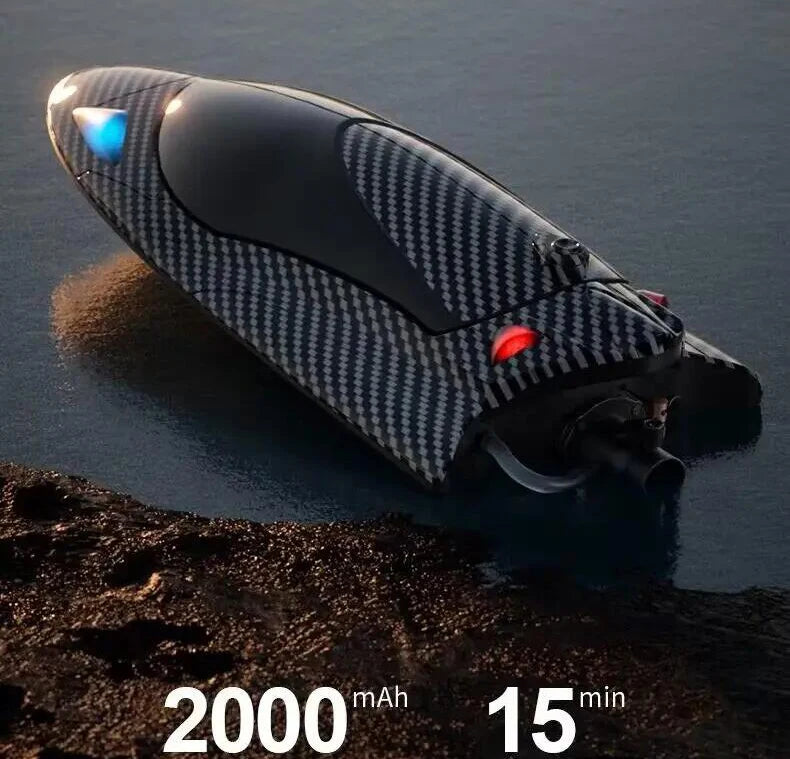 Remote Control Off-Road Boat Model Eddy Current Jet high-Speed Remote Control Speedboat 15-20km/hH156 with Lights Off-Road Speed