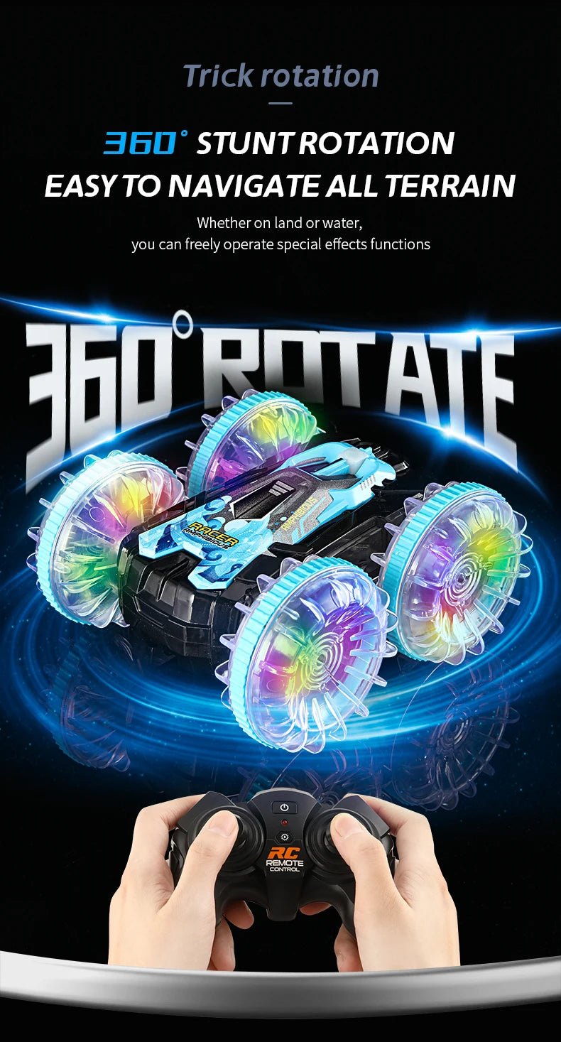 New RC Stunt Amphibious Stunt Off-road Electric Remote Control Vehicle Double-sided Tumbling Car Children's Lighting Toys Gifts