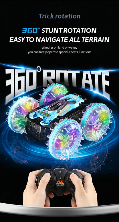 New RC Stunt Amphibious Stunt Off-road Electric Remote Control Vehicle Double-sided Tumbling Car Children's Lighting Toys Gifts