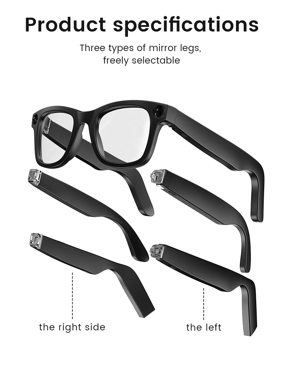 2025 New Smart Glasses 800W HD Camera AI Identification Touch 1080P HD Video Recording Al Voice Wireless Calling Smart Glasses