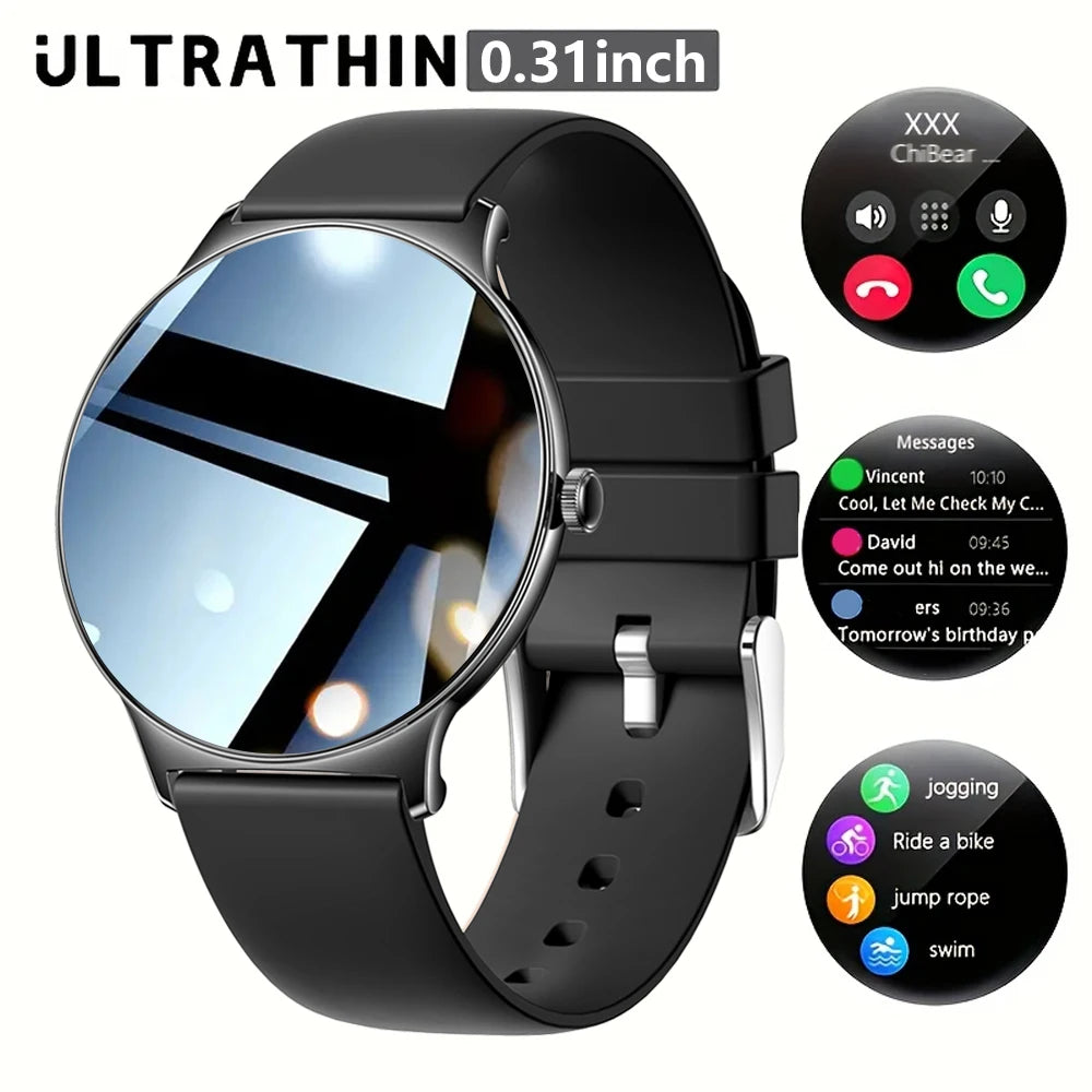 2025 New Ultra Slim AMOLED Smart Watch Women Screen Always Display Time Heart Rate BT Calling High-end Fashion Smartwatch IOS
