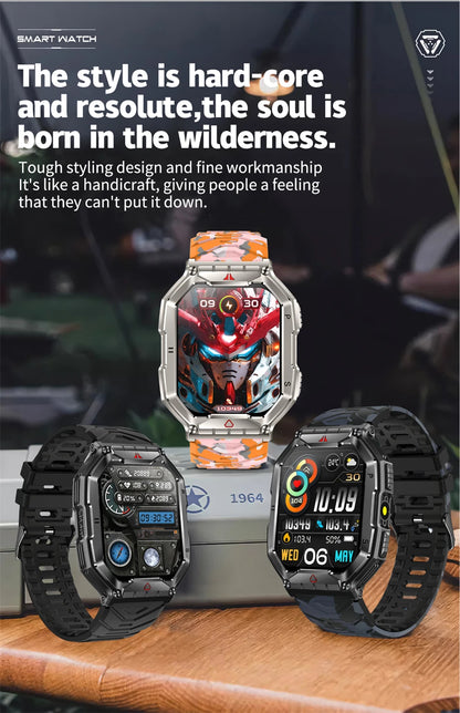 2.1 Inch AMOLED HD Screen Smartwatch Men Compass GPS Outdoor Sports Health Monitoring 1ATM Waterproof Bluetooth Call Smart watch