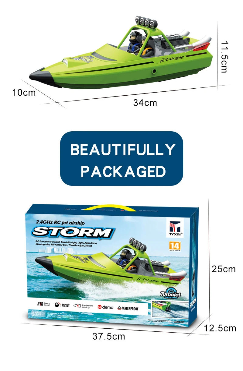 TY725 RC Boat TURBOJET PUMP High-Speed Remote Control Jet Boat Low Battery Alarm Function Adult Children Toys Gift