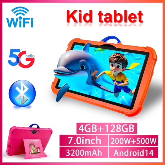 New Cartoon Pattern Kids Tablet 7 Inch Quad Core 4GB RAM 128GB ROM Android Learning Education Games Tablets Children's Gifts