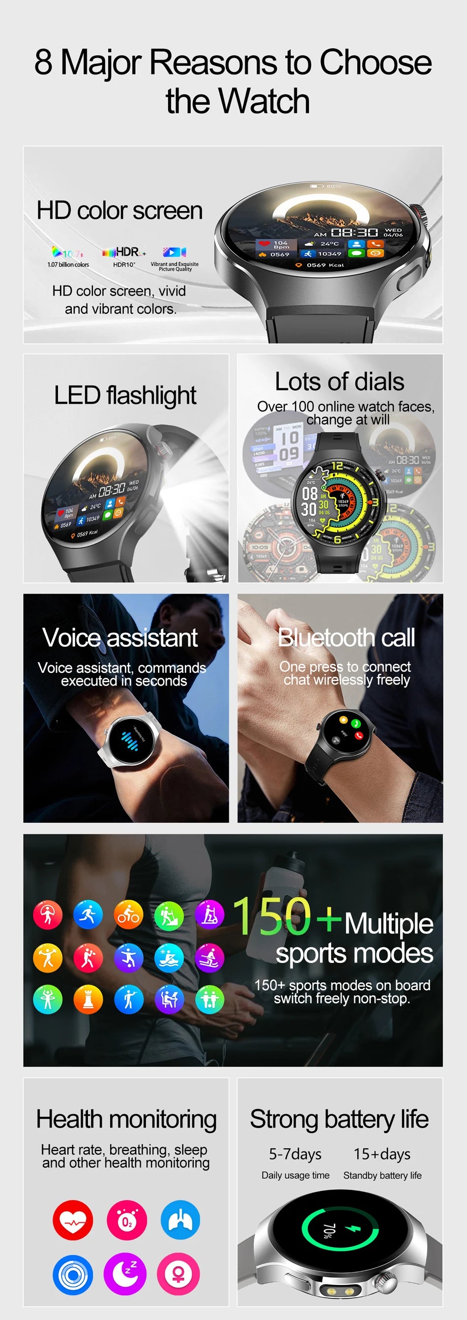 Outdoor Military Rugged Smart Watch Men GPS Sports Fitness Waterproof Watch With Flashlight Function Bluetooth Call Smartwatch