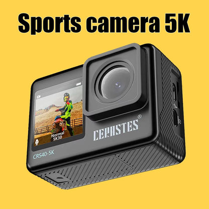 CERASTES Action Camera 5K 4K 60FPS WiFi Anti-shake Dual Screen 170° Wide Angle 30m Waterproof Sport Camera with Remote Control