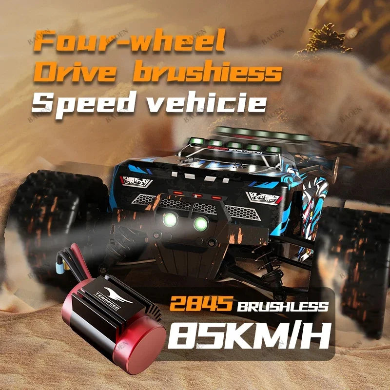 Rc Car Off Road 4x4 High Speed 80KM/H Remote Control Car with LED Headlight Brushless 4WD 1/14 Monster Truck Toys for Boys Gift