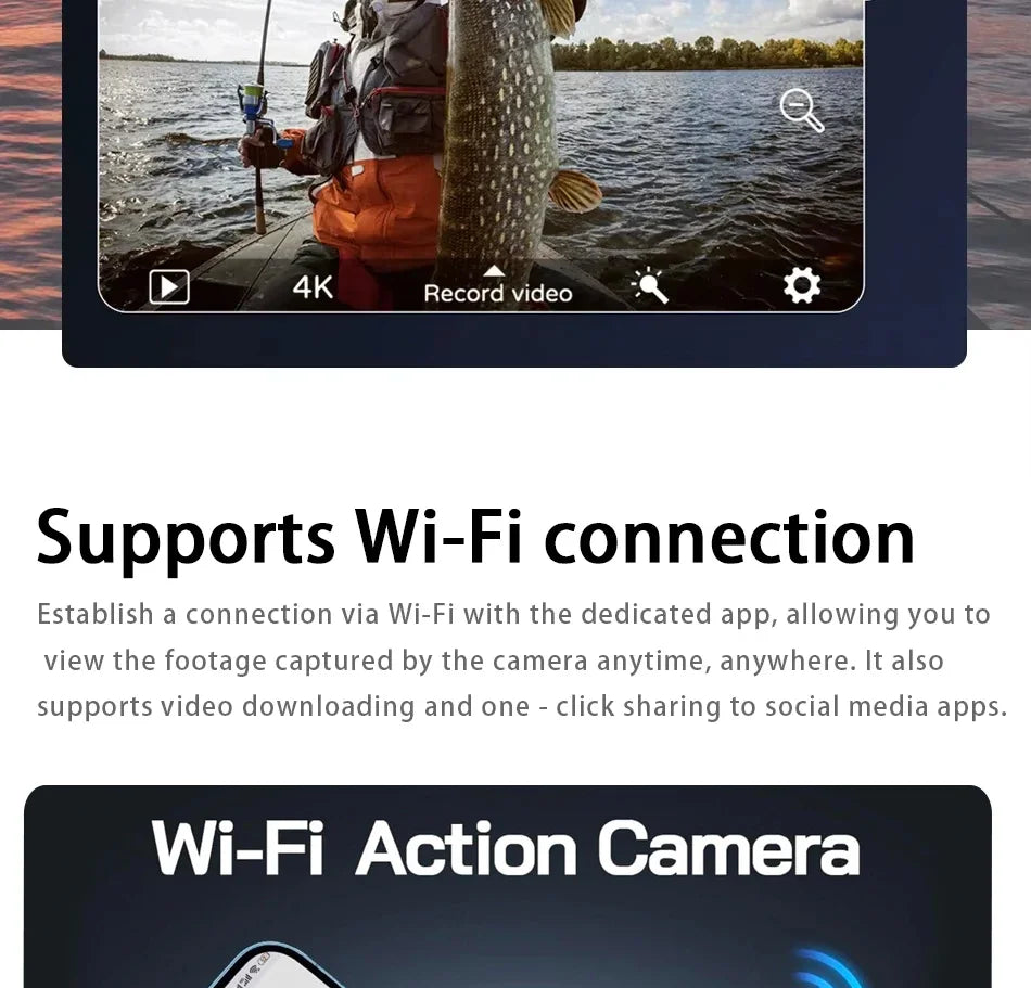 CERASTES Action Camera 5K 4K 60FPS WiFi Anti-shake Dual Screen 170° Wide Angle 30m Waterproof Sport Camera with Remote Control