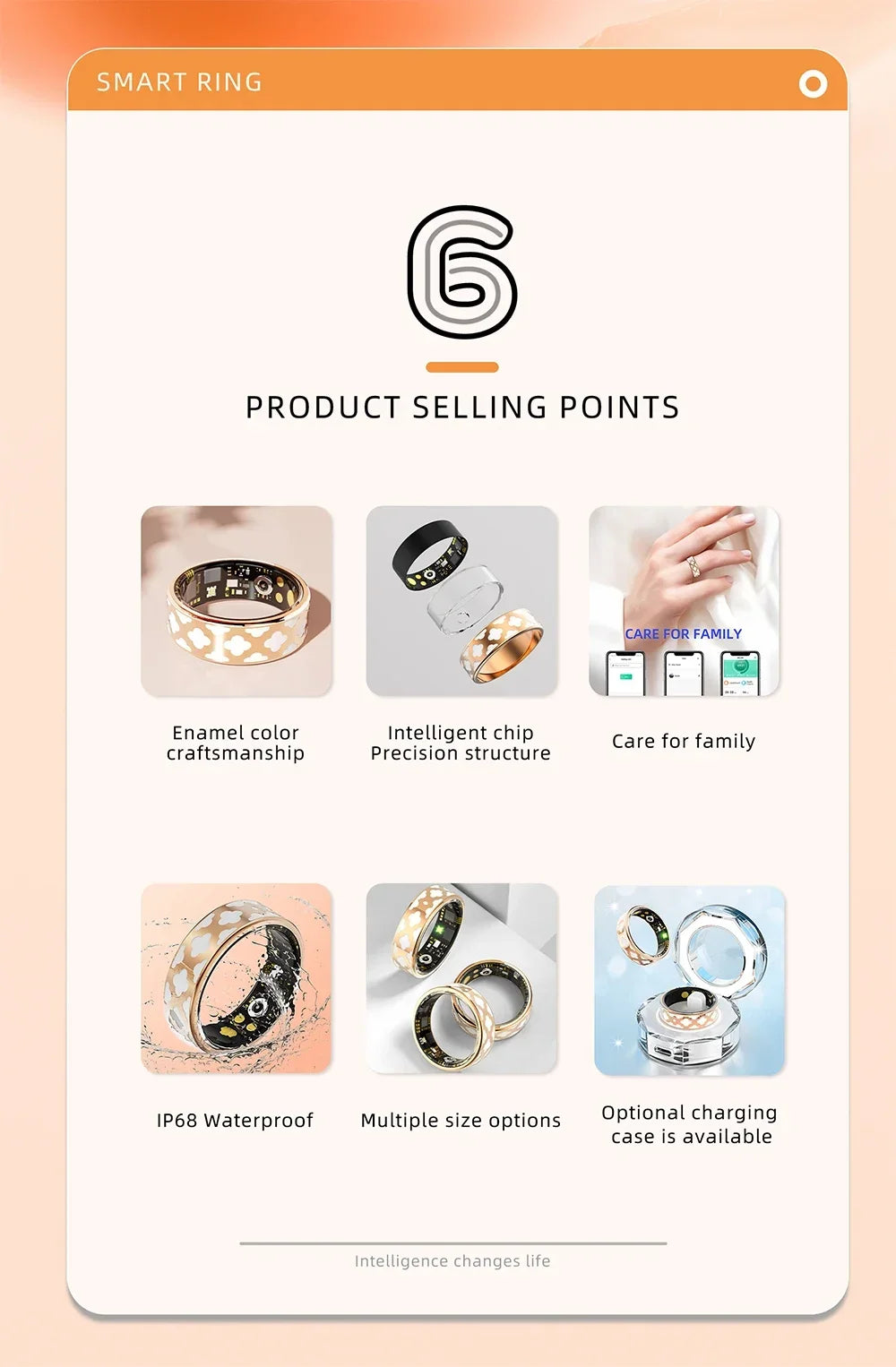 Smart Ring with Charging Box for Heart Rate Blood Oxygen Sleep Monitoring Multi Sport Tacking Modes IP68 Waterproof Smart Rings