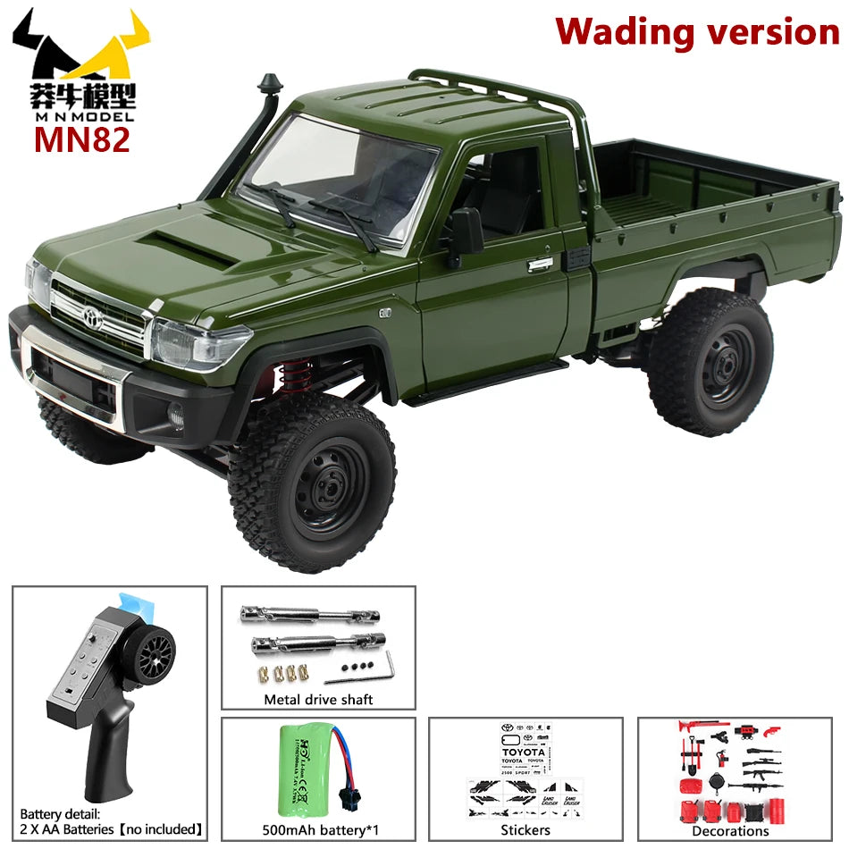 MN MODEL RC 1:12 4x4 Jungle Diving Car Climbing Off-road Wading Vehicle Rock Crawler Shovel Tool Box Truck Toy for Adult Gift