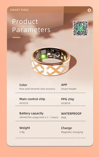 Smart Ring with Charging Box for Heart Rate Blood Oxygen Sleep Monitoring Multi Sport Tacking Modes IP68 Waterproof Smart Rings