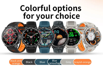 1100mAh Battery Outdoor Sport Smartwatches Men LED Flashlight Message Push Heart Rate 3ATM Waterproof Bluetooth Call Smart Watch