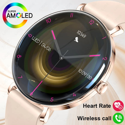LIGE 2025 New Smart Watch Women 1.43" AMOLED HD Screen Heart Rate Sport Fitness Bluetooth Call Ladies Smartwatch For Android IOS
