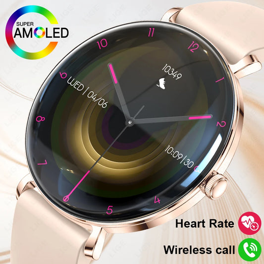 LIGE 2025 New Smart Watch Women 1.43" AMOLED HD Screen Heart Rate Sport Fitness Bluetooth Call Ladies Smartwatch For Android IOS