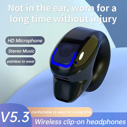Ear clip earphones, Bluetooth wireless earphones, comfortable to wear for sports, office, leisure, and long battery life