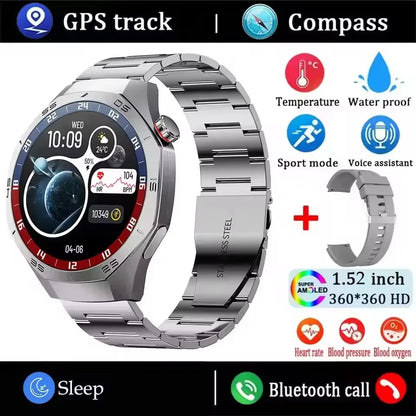 2025 New Smart Watch Men AMOLED Screen GPS Motion trajectory Heart Rate Bluetooth Calls SmartWatch Waterproof