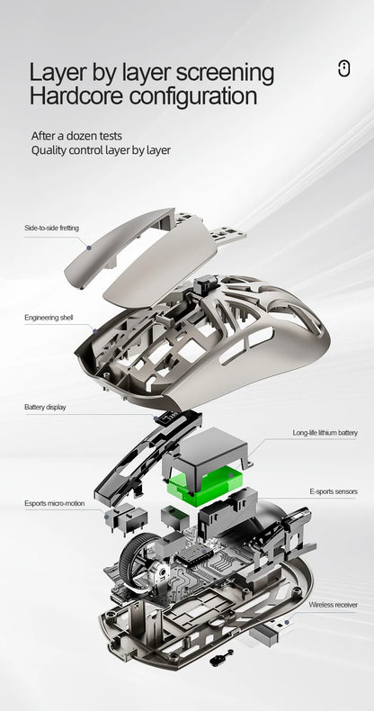 SMAILWOLF RS8  1000Hz Bluetooth mouse, 10000dpi, three-mode connection, lightweight macro gaming mouse notebook computer