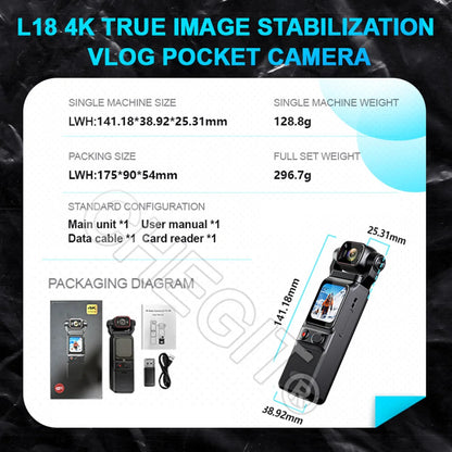 4K Handheld action camera 1.69“ touchscreen,4K Pocket camera Video recording camera, Rechargeable 1000mah/3000mAh, holiday gift