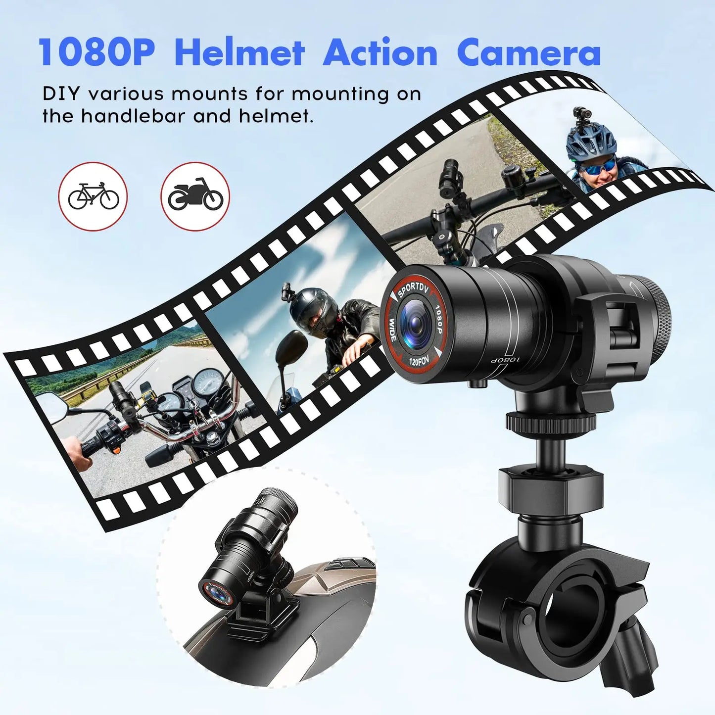 F9 Action Camera HD 1080P Bicycles Motorcycle Helmet Camera Bike Action Cam Outdoor Sports DV Vdeos Recorder DVR Car Dash Cam