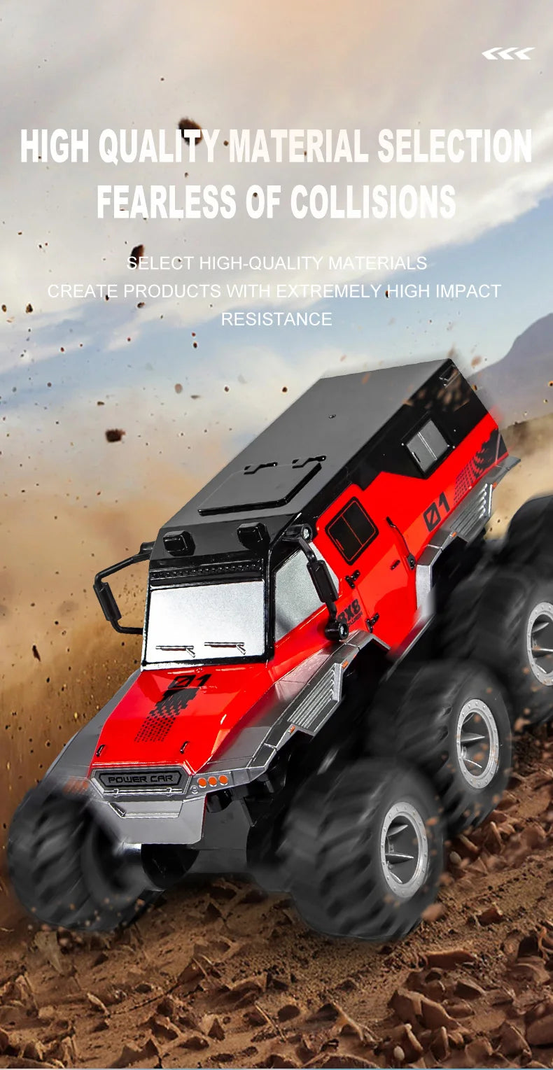 JJRC 8x8 2.4G Remote Control Car 8wd Off-road Amphibious Stunt Vehicle 8-Wheel Speed Racing Truck Waterproof Crawler Toys