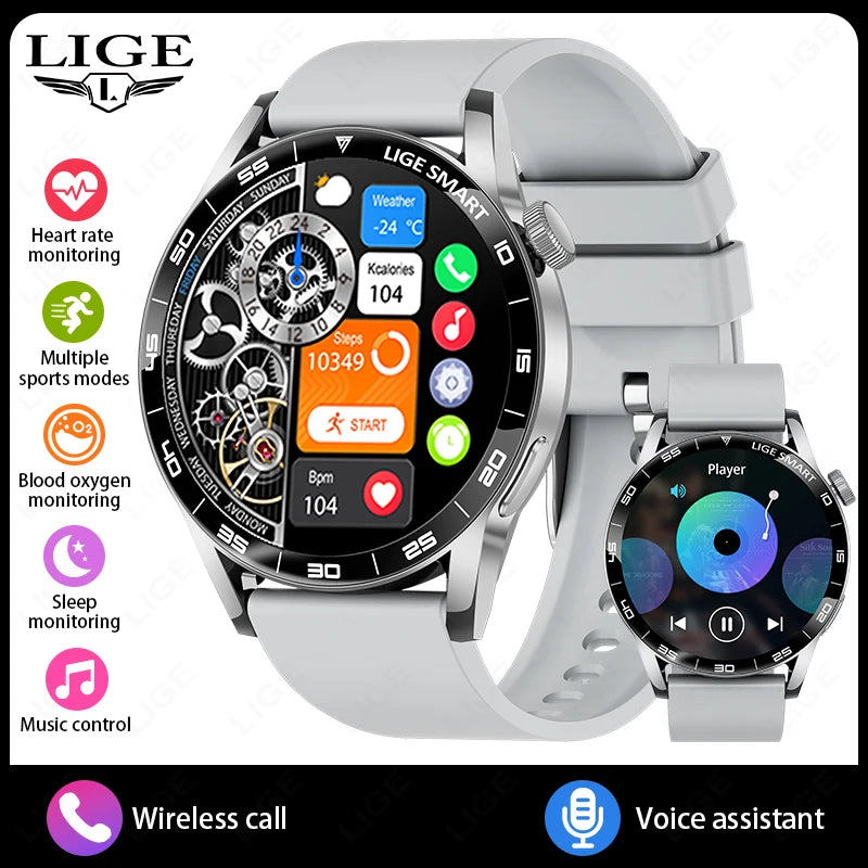 LIGE 2025 New Fashion Smart Watch Men HD Screen Sport Fitness Heart Rate Monitor Bluetooth Call IP68 Waterproof Smartwatch Women