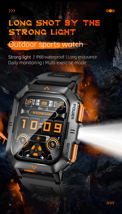 LIGE Outdoor Smart Watch For Men Women‘s Health 2.01’’ HD Screen 430mAh Battery LED Flashlight Waterproof Sports Smartwatches