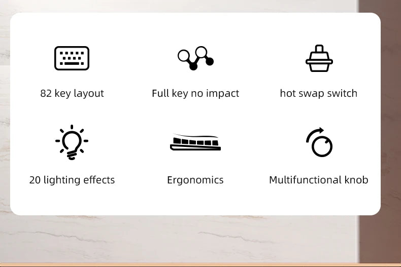 75% Mechanical Keyboard Wired with Media Knob, APAYADO Black Gaming Keyboard,Hot-Swap,ABS Cap Transparent Character Backlighting