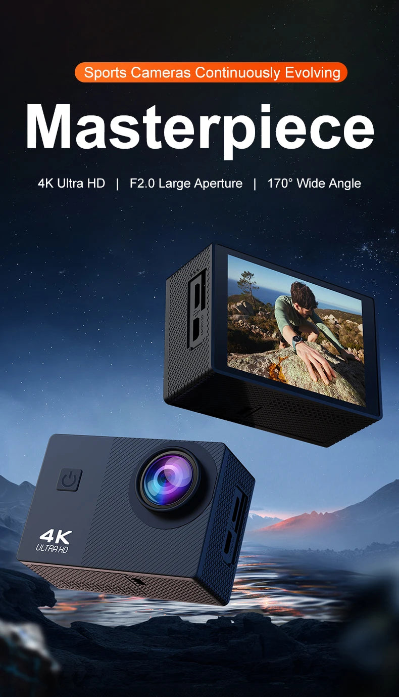 4K Action Camera 1080P 30FPS 170° Wide Angle Lens Outdoor Diving And Riding Sports Camera Ultra HD Pixels Sports Camera