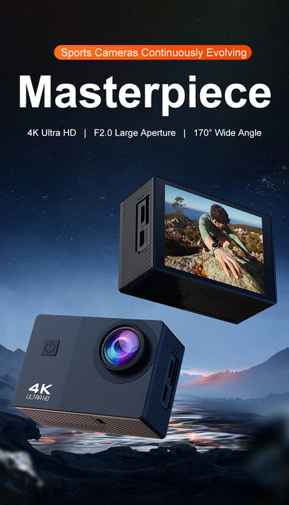 4K Action Camera 1080P 30FPS 170° Wide Angle Lens Outdoor Diving And Riding Sports Camera Ultra HD Pixels Sports Camera