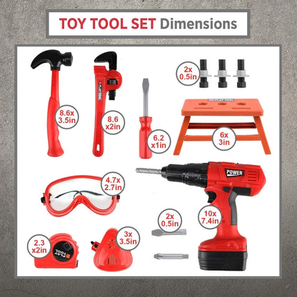 Pretend Play Toy Tools Kit for Toddler Boys Girls Child Children's Tool Set with Electric Toy Drill Kids Power Construction Toy