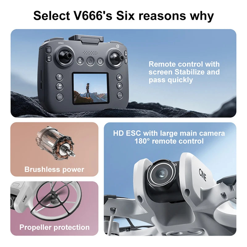 XIAOMI V666 Mini Drone 8K Professional WIFI 5G Drone Obstacle Avoidance Brushless Altitude Headless Mode RC Quadcopter Toys 2025