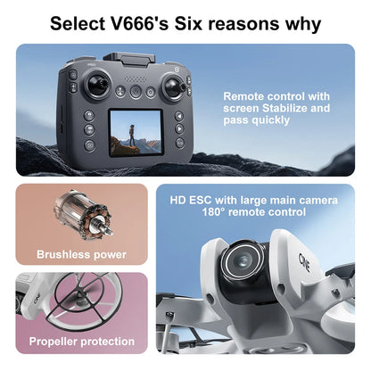 XIAOMI V666 Mini Drone 8K Professional WIFI 5G Drone Obstacle Avoidance Brushless Altitude Headless Mode RC Quadcopter Toys 2025