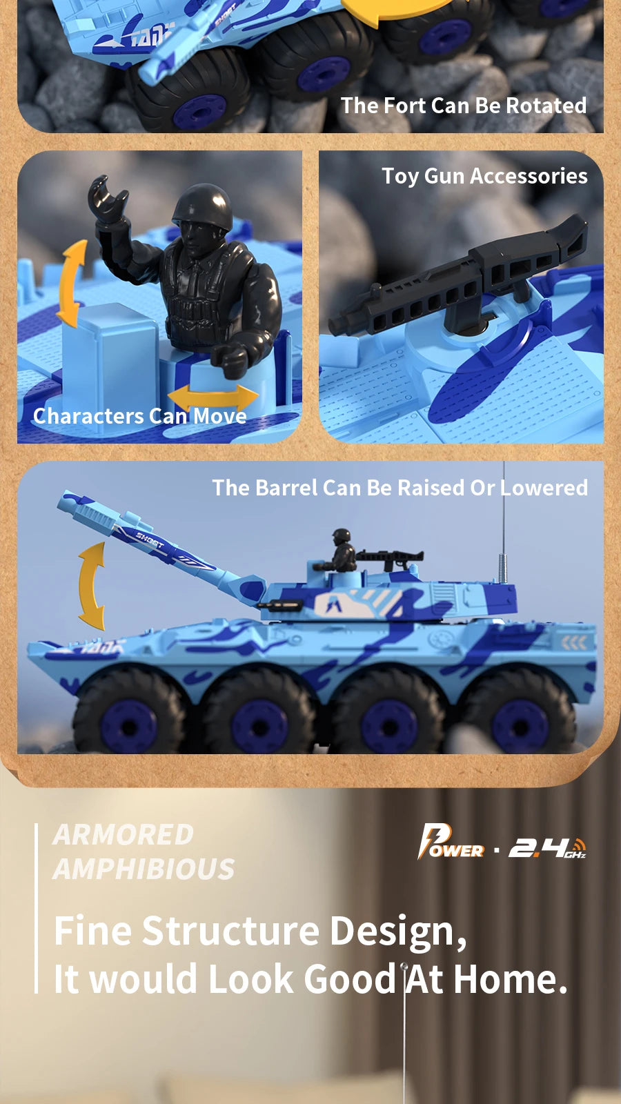 Large Rc Tank Buggy Car 1/32 Radio Control Car Remote Control Truck Amphibious Armored Vehicle 8WD Electric Model Toys for Boys